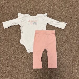 White and Pink Baby Outfit Set 6 month